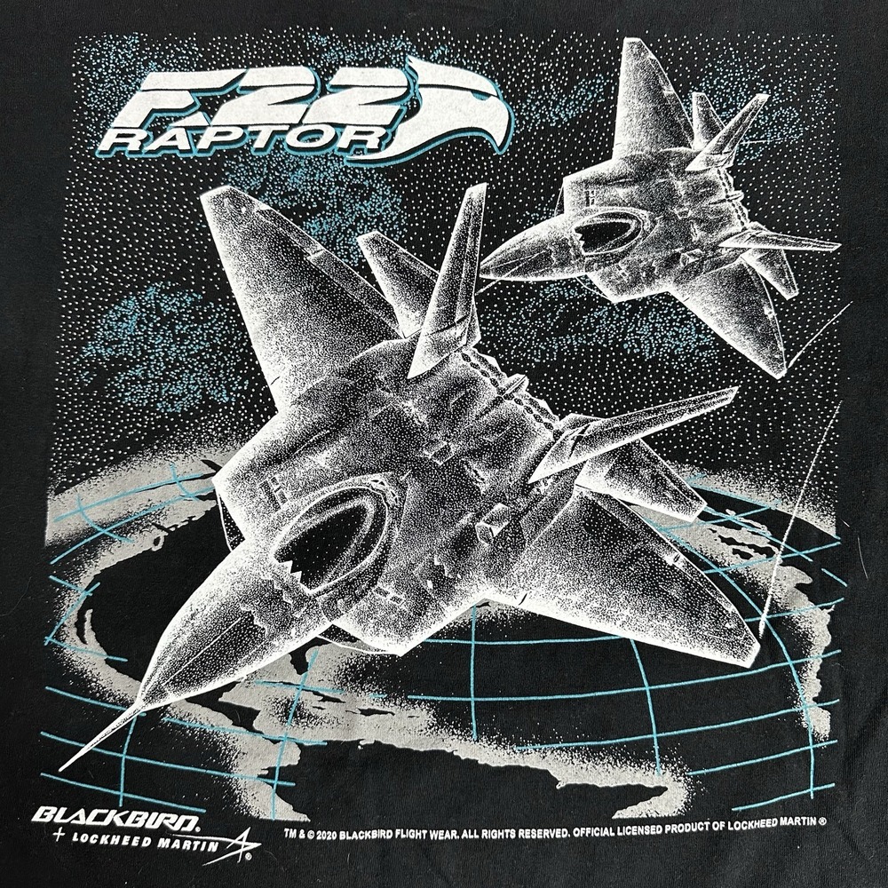Blackbird F22 Raptor Shirt Men 3XL Black Stealth Fighter Lockheed Martin 5th Gen